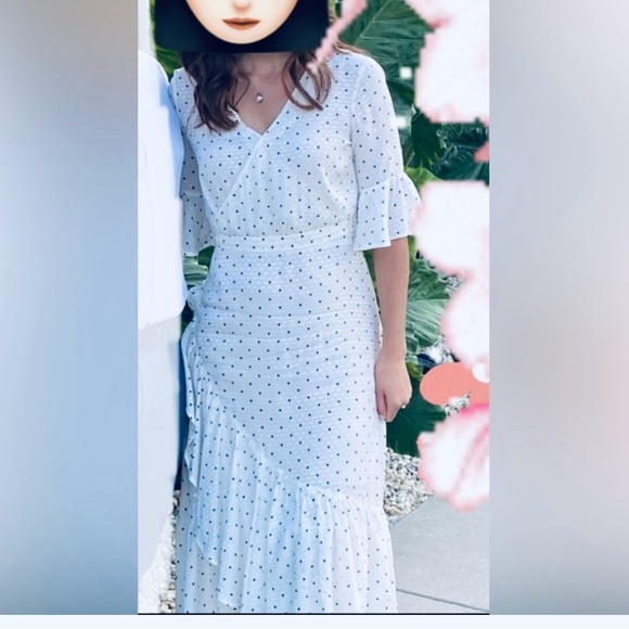 H&M CONSCIOUS RUFFLED FLOWYPOLKA DOT White size 8 - Picture 8 of 8